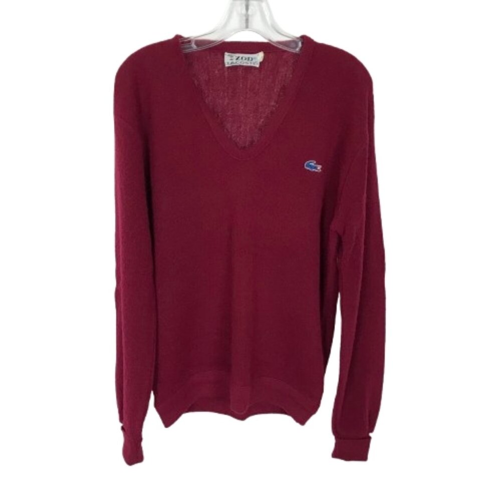 IZOD Lacoste Mens Size Large Purple Vintage Orlon Knit Pullover Sweater